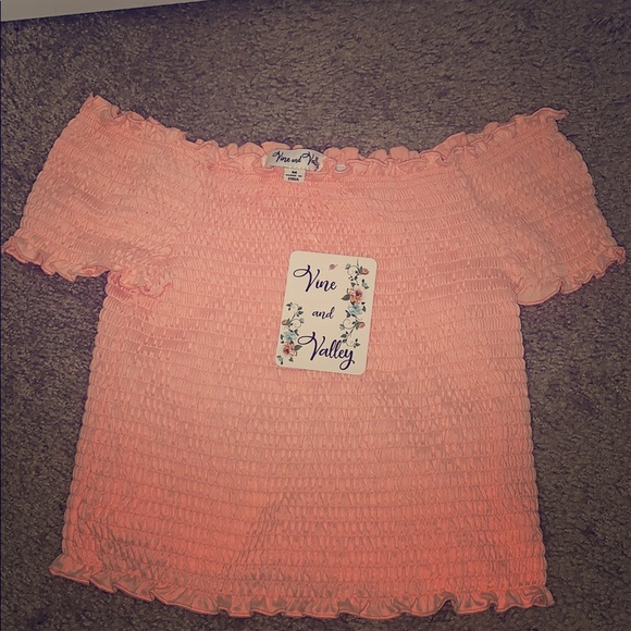 Super cute stretchy coral/pink crop top - Picture 1 of 5